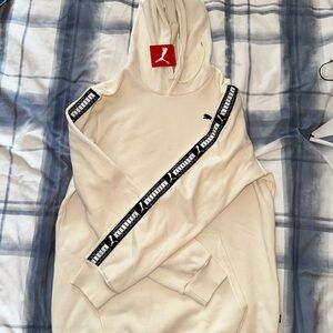 Puma Men's Off-White Hoodie with Black Accents